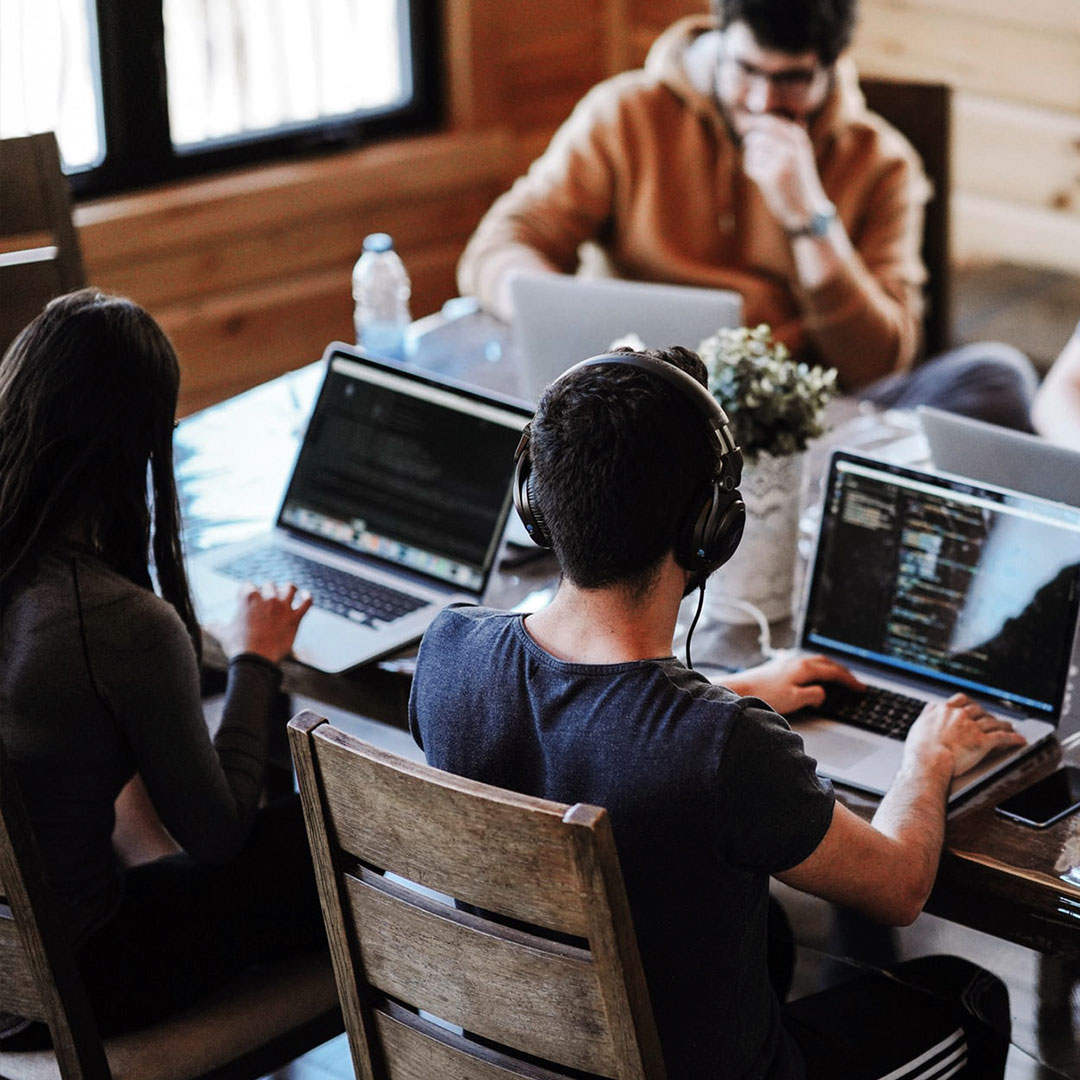Team working on computers